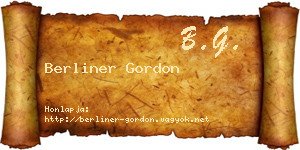 Berliner Gordon névjegykártya